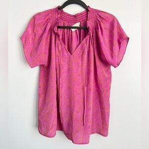 Rungolee Size S • Pink Aspen Elegant Silk Short Sleeve Blouse.